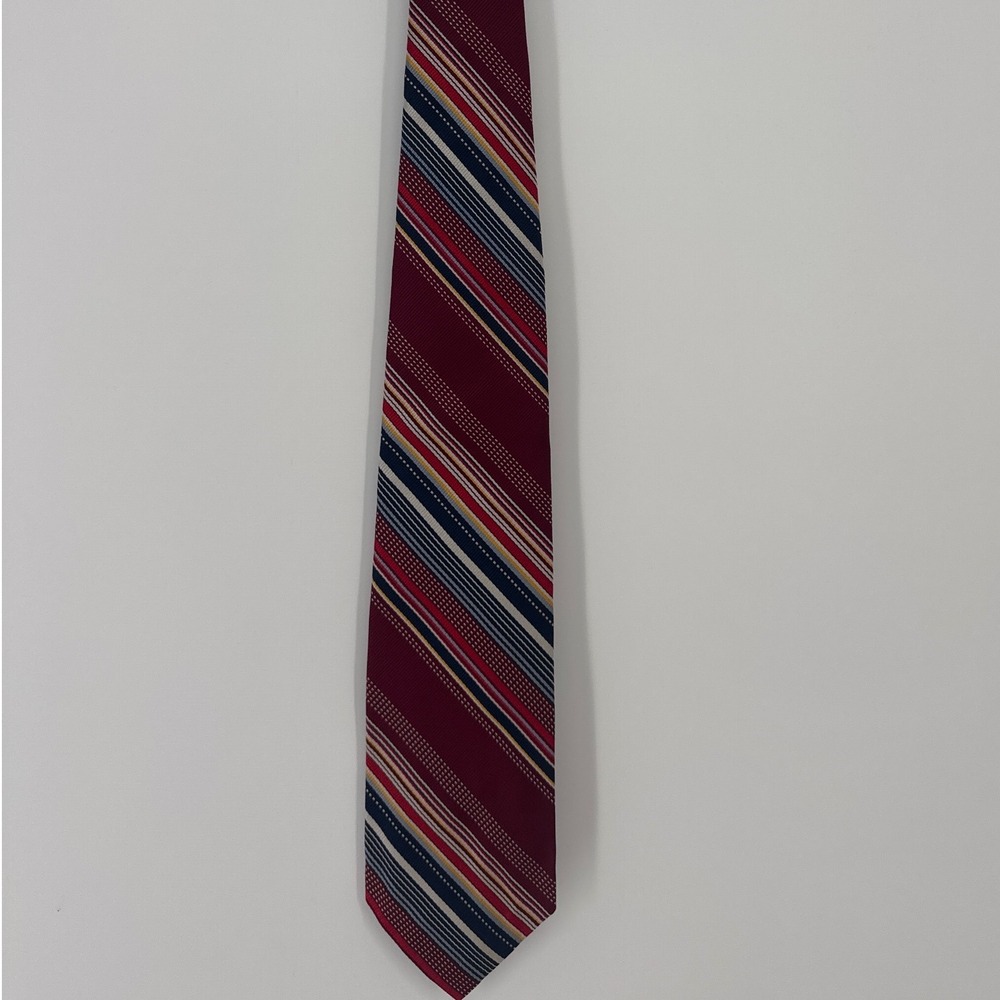 Polo Ralph Lauren Men's Necktie Burgundy Striped Silk Handmade Prep